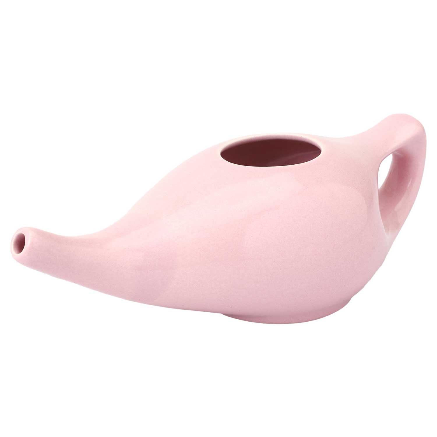 Ancient Impex Porcelain Ceramic Neti Pot with 05 Sachet Neti Salt for Nasal Cleansing - Peach Color