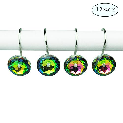 Raymall Acrylic Shower Curtain Hooks Set of 12, Decorative Rust Resistant Bath Hook Decoration of Bathroom (Multi-Color)