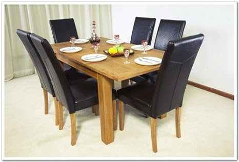 100 Solid Oak 1 2m Extending To 1 6m Dining Table Suite Amazon Co Uk Kitchen Home