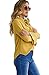 Ladies Bow Neck Bell Sleeve Solid Casual Loose Chiffon Blouses Top Yellow Medium