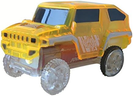 FINERINE Electronics Special Car for Magic Track Toys With Flashing Lights Educational (Yellow)
