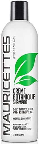 Mauricettes Créme Botanique 3-in-1 Daily Shampoo 12 oz, Total Non Toxic Natural Formula is Best Moisturizing & Hydrating Paraben, Sulfate, & Sodium Chloride Free for Dry, Damaged, and Colored Hair
