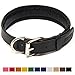 Logical Leather Padded Dog Collar - Best Full Grain Heavy Duty Genuine Leather Collar - Black - Medium
