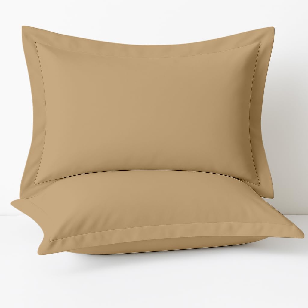 Comfort Beddings Heavy Quality 600 Thread Count 100% Egyptian Cotton Oxford Pillow Cases Pack Of 2 - Taupe (Superking Size 50 x 90 CM) — image 1