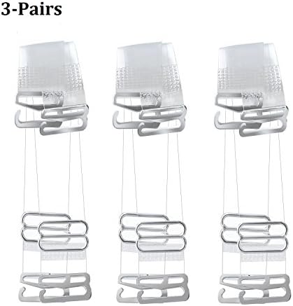 3-Pairs Clear Bra Straps,Stainless Steel Hook Multiple Width Transparent Removable Invisible Replacement Bra Shoulder Straps (10mm-size)