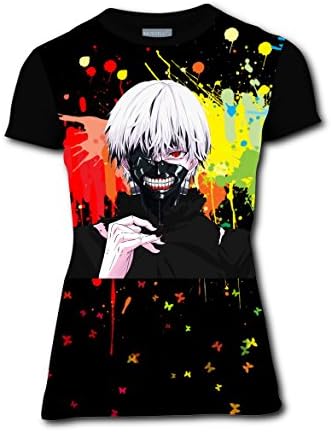 Fashion Design 3D Printer Tokyo-Ghoul Women 3D Printed Short Sleeve tees Round Neck T shirts M
