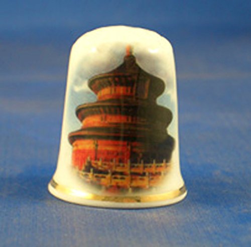 Porcelain China Collectable Thimble - Temple of Heaven China with Free Gift Box