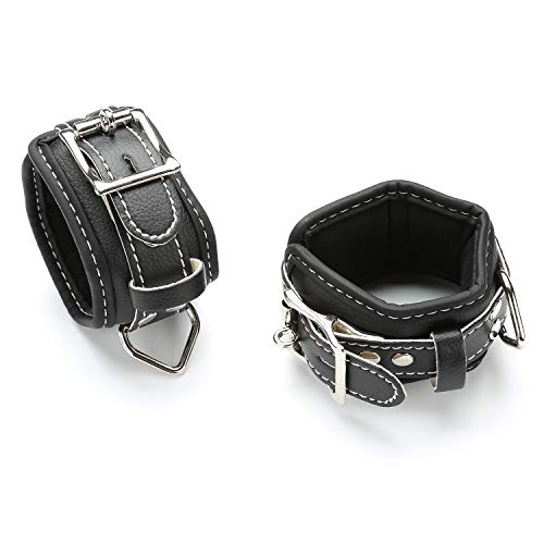 image for Gentlesoft Ankle Strap PU Leather Fitness Wrist Cuff with D Ring High 