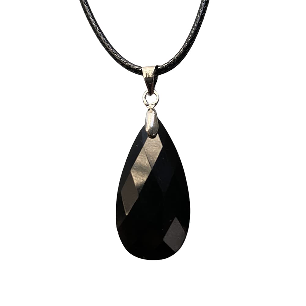 VIE Teardrop Faceted Pendant (Black Obsidian) — image 1