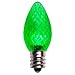 Holiday Lighting Outlet Faceted C7 Christmas Lights | Green LED Light Bulbs Holiday Decoration | Warm Christmas Decor for Indoor & Outdoor Use | 2 SMD LEDs in Each Light Bulb | Set of 25
