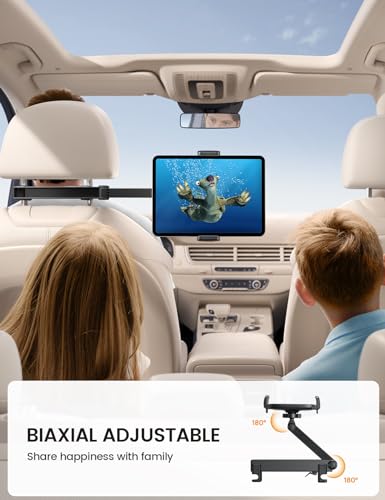 Lamicall Tablet Holder for Car Headrest - [Lockable] [3 in 1 Extension Arm] 2024 Car Backseat Tablet Mount, Road Trip Essentials for Kids, for iPad Pro, Air, Mini, Galaxy, Fire HD, 4.7-13" Tablets