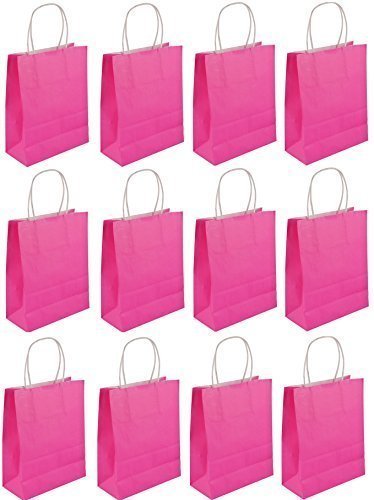Henbrandt C51 207 Bags With Handles, Hot Neon Pink, Pack of 12