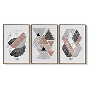 Framed Canvas Wall Art for Living Room, Bedroom Abstract Geometric Canvas Prints for Home Decoration Ready to Hanging - 16"x24"x3 Panels