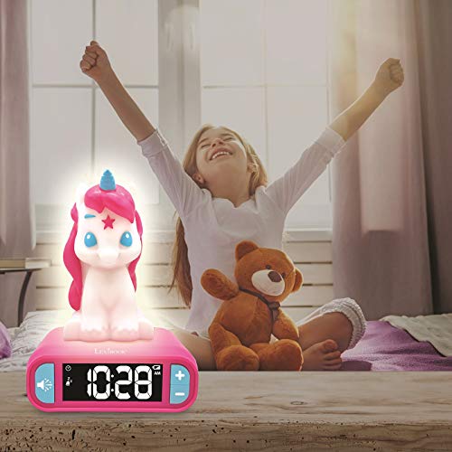 LEXiBOOK Unicorn Digital Alarm Clock for Kids with Night Light