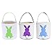 Faylapa 3Pcs Easter Egg Hunt Basket for Kids, Bunny Canvas Tote,Party's Celebrate Decoration Eggs Candy and Gifts Carry Bucket-(Green,Blue, Purple)
