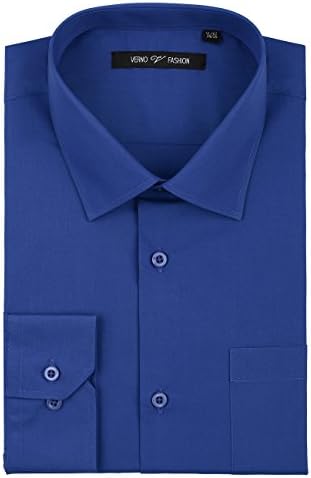 Men's Classic Fit Solid Dress Shirt Long Sleeve Spread Collar Shirt