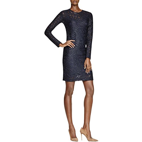 Dkny Womens Lace Overlay Long Sleeve Casual Dress Navy 4 | Desertcart Gambia