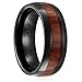 8MM Comfort Fit Jewelry Grade Black Ceramic Wedding Band | Black Engagement Ring with Dark Wood Inlay | Domed Top