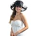IL Caldo Women's Sun Hat Fascinator Flowers Wide Brim Gauze Hat Headdress,Black