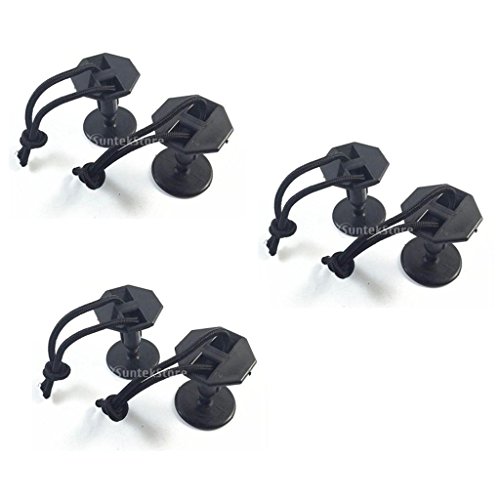 6pcs Black Plastic Bodyboard Surfboard Surf Leash Plugs Attachment W/ Cord