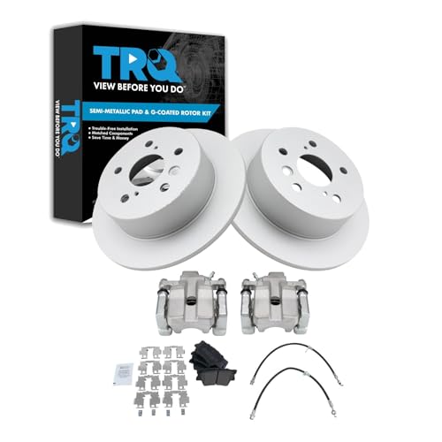 TRQ Rear Brake Pad and Rotor Set Semi Metallic Coated Rotors Calipers at Amazon