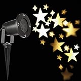 Led Light Projector Outdoor, Holiday Party Light Projector Stars Waterproof Landscape Lamp For Valentine's Day, Party, Holiday, House Wall Decoration (Warm White）