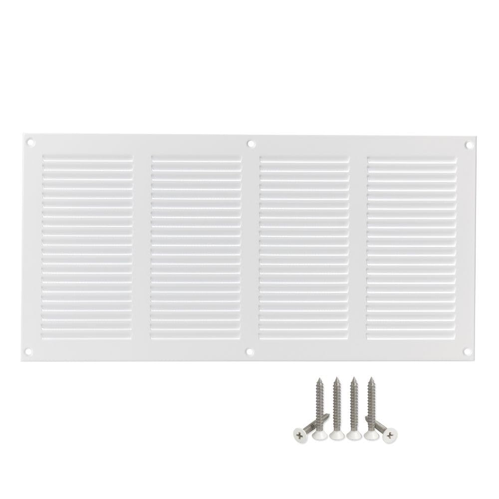 400x200mm / 16x8 inch Metal White Ventilation Grille - Air Vent Cover with Insect Mesh