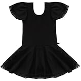 TIAOBU Girls Ballet Tutu Dance Costume Dress Kids Gymnastics Leotard Skirt Size 7-8 Black
