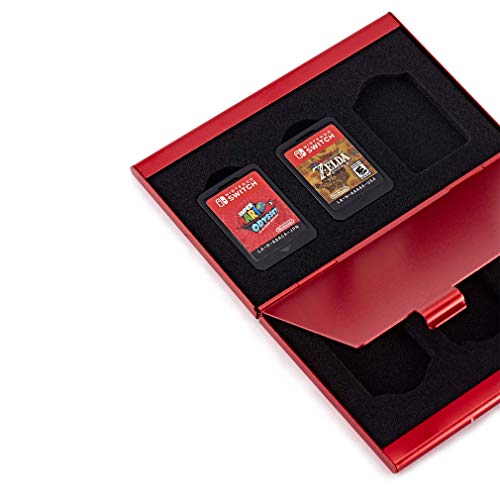 Funlab Premium Game Card Case for Nintendo Switch, Portable and Thin, Aluminum Game Storage Card Holder Box Suitable for 6 Game Cards –Pokedex Red