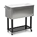 BELLEZE 80-Quart Portable Rolling Ice Chest Cooler Cart Patio Party Drink Ice, Stainless Steel
