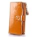 AINIMOER Women's RFID Blocking Large Capacity Genuine Leather Clutch Wallet Card Holder Organizer Ladies Purse With Zipper Pocket