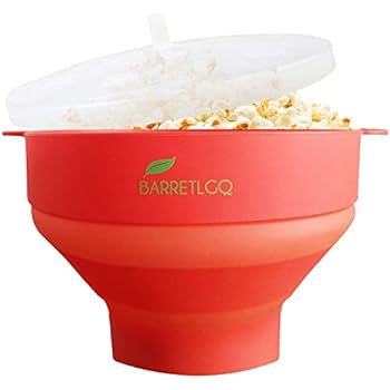 Silicone Microwave Popcorn Popper with Lid for Home Hot Air Microwave Popcorn Makers with Handles Collapsible Popcorn Bowl