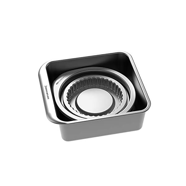 MasterClass Smart Space Bakeware Set 7-Piece Non Stick and Stackable with 1 x Roasting Tin, 2 x Round Cake Tins, 1 x…