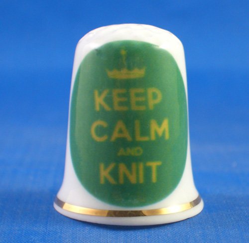 Porcelain China Thimble - Keep Calm and Knit