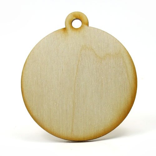 Mylittlewoodshop - Pkg of 50 - Circle Cutout - 3 inches by 3 inches with 5/8 loop and 1/4 hole and 1/8 inch thick unfinished wood(LC-CRLP09-50)