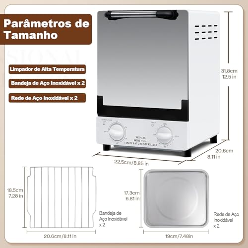 110V Autoclave para Manicure, Estufa Esterilizadora Manicure, Autoclave para Manicure, Gabinete Portátil para Cuidados com As Unhas, Esterilizadores para Ferramentas de Unha