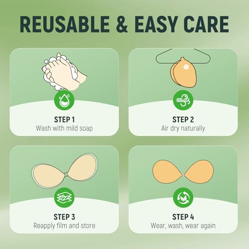 MSHalo Ultra Invisible Sticky Bra Push Up, Strapless Adhesive Bra for Women's Exotic Bras, Reusable Silicone Sticky Boobs for Backless Dress (B Cup, Beige)