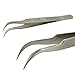 LASHVIEW Lash Tweezer, Vetus Curved Eyelash Tweezers for Profissional Grafting Eyelash Extension, Stainless Steel Needle Nose Tweezers for Lash Extension Stickers Precision Electronics, ST15
