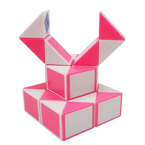 Mipartebo Magic Snake Ruler Cube Puzzles 24 Wedges Brain Teaser Twist Toys White and Pink