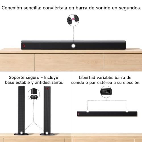 JYX 2.1ch TV Soundbar, 2026 Upgrade 120W 2-in-1 Detachable Bluetooth 5.3 Speaker Bars with ARC/Opt/AUX, Adjustable Bass (4 Speakers + 2 Reflex Tubes)