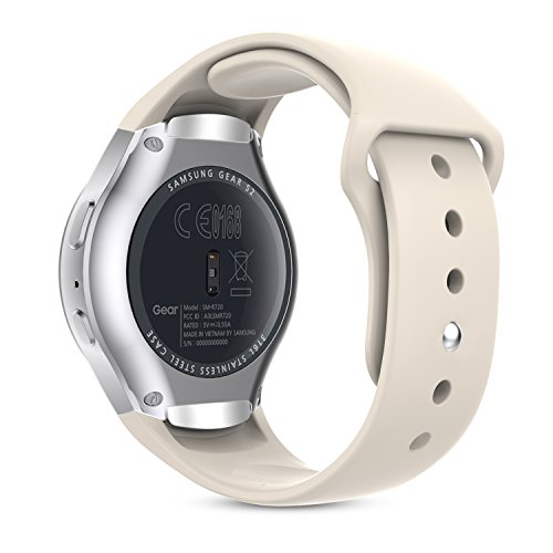 Gear S2 Watch Band, MoKo Soft Silicone Replacement Sport Band for Samsung Gear S2 Smart Watch, NOT FIT S2 Classic (SM-R732 & SM-R735), NOT FIT Gear Fit2, Antique WHITE