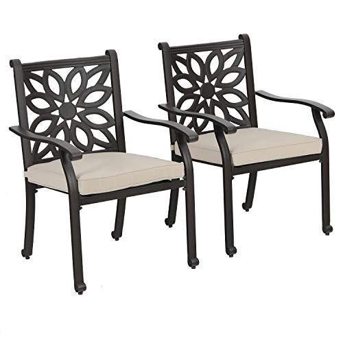 Sophia & William Patio Outdoor Dining Chairs Set of 2, Brown Cast