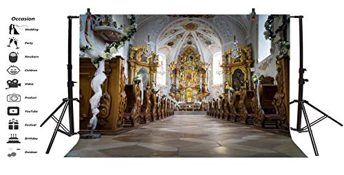 LFEEY 5x3ft European Cathedral Backdrop Vinyl Photography Background Famous Church Wedding Ceremony Backdrop Shooting Religious Belief Activity Background Photo Studio