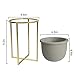 Cement Flower Pot with Stand - 6.3 Inch Tabletop Planter, Grey Herbs Orchids Cacti Succulents Pot Indoor with Gold Metal Stand