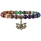 Bivei Chakra Bead Bracelets for Women - 8mm 7 Chakra Bracelet With Real Stones Meditation Yoga Gemstone Jewelry
