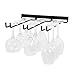 WALLNITURE Stemware Wine Glass Rack Wall Mountable Wrought Iron 3 Rows Black 13 Inch Deep Set of 2