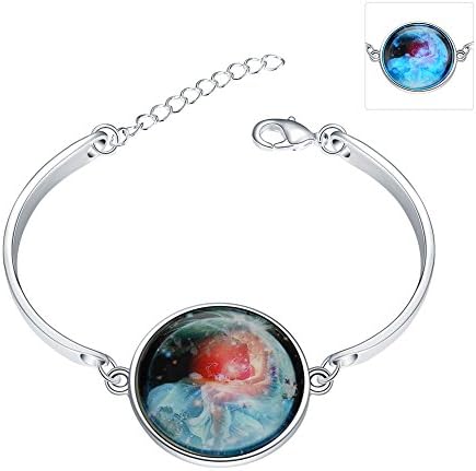 Fashion Unisex Charms Jewelry Plate With Silver Glass Popular Circular Cable Chain Bracelets