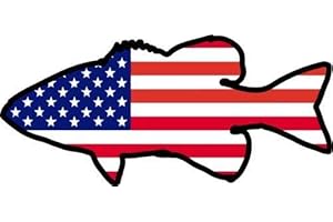 ION Graphics American Flag Bass Fishing Vinyl Sticker - 5 x 2.3 Inch - Red, White - Classic Style - Rectangular - Outdoor Use