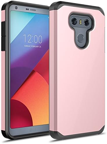 LG G6 Case, Hasting [Drop Protection] Dual Layer Shockproof Hard Hybird Slim Defender Armor Protector Cover for LG G6 (Rose Gold)