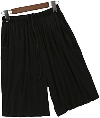AHZZY Men's Pajama Short Pants, Loose Large Size Summer Thin Modal Beach Pants Breathable Sports Pants Lounge Sleepwear (Black)